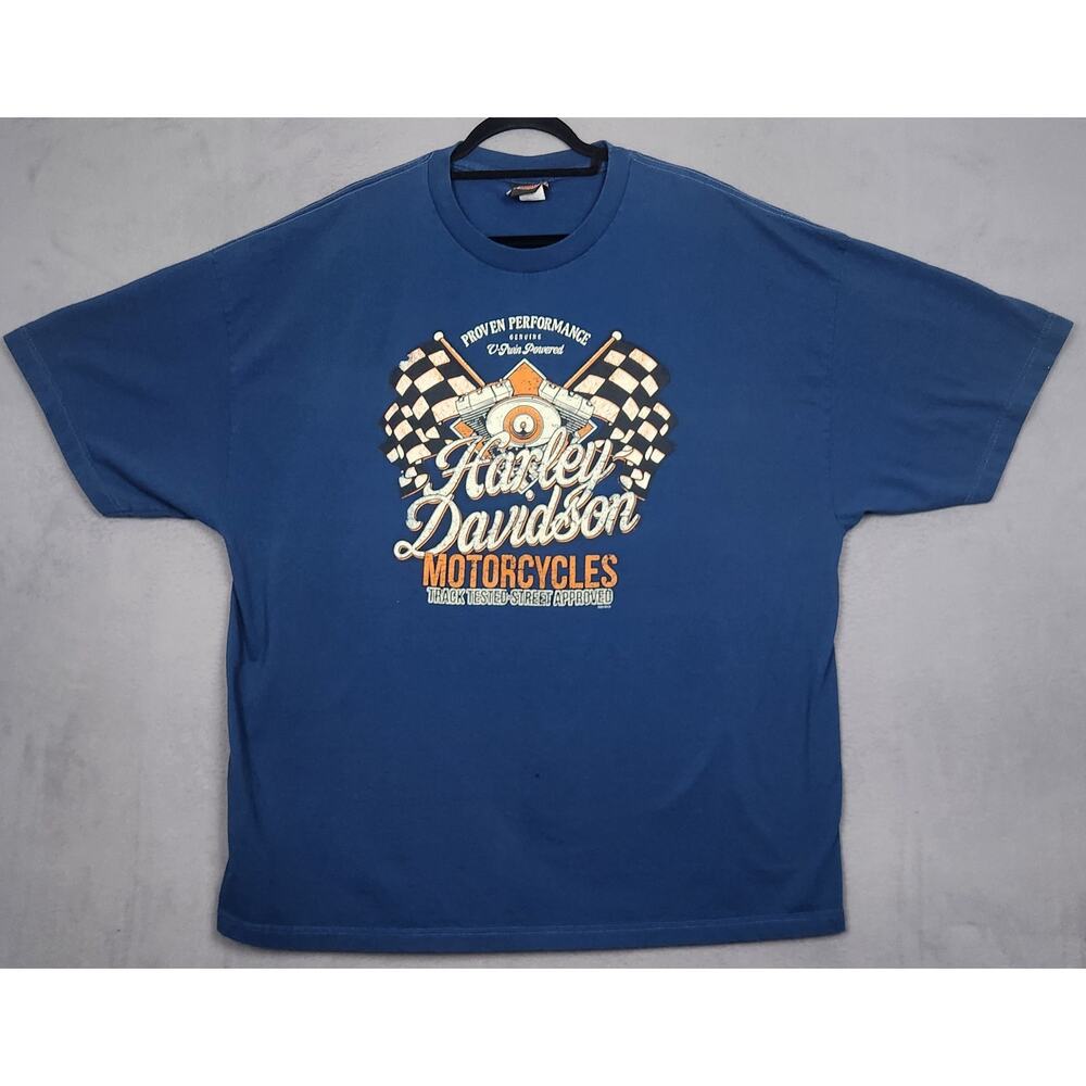 HARLEY DAVIDSON T-Shirt Mens 3XL Blue Northwoods Arbor Vitae WI Double Sided